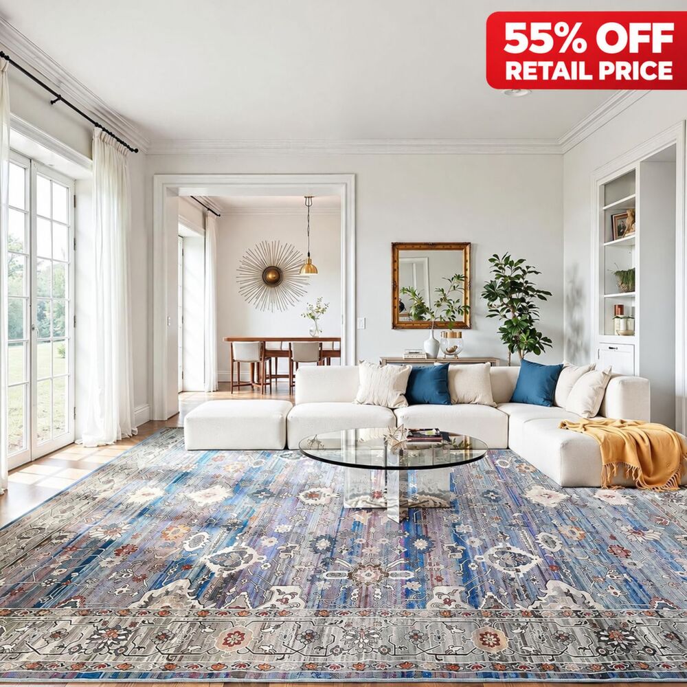 Brand New RIMAYA Washable Floral Area Rug – Blue/Multi, 8' × 10'